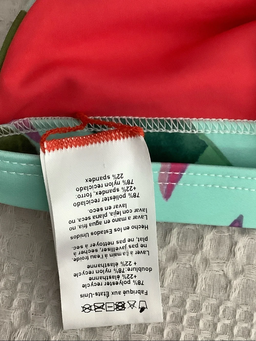 Mara Hoffman Abstract Multicolor Bikini Top in Aqua, Pink, Purple, Yellow